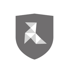 Naklejka premium Isolated shield with a paper bird