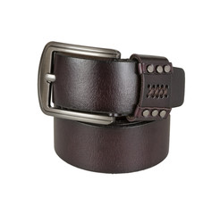 Leather belt for men. Brown belt on white background.