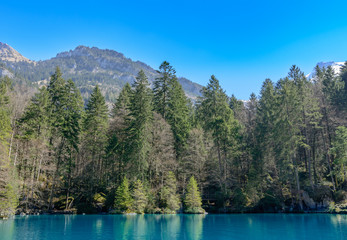 Schöne und idyllisch Natur mit See und Berge im Sommer - Landschaftsaufnahme am Tag