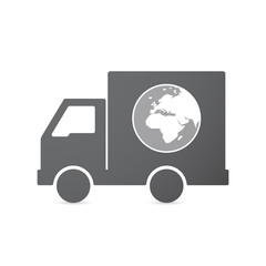 Isolated truck with   an Asia, Africa and Europe regions world globe