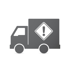 Isolated truck with   a warning road sign