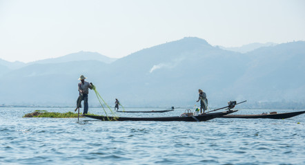 Fishermen in Inle Lake, Shan State, Myanmar