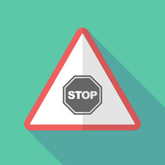 Long shadow warning sign with  a stop signal