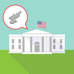 The White House with  the map of North Korea