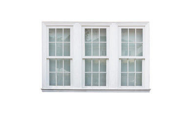 white window frame isolated on white background with clipping path.