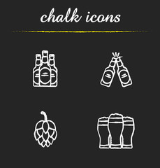 Beer chalk icons set