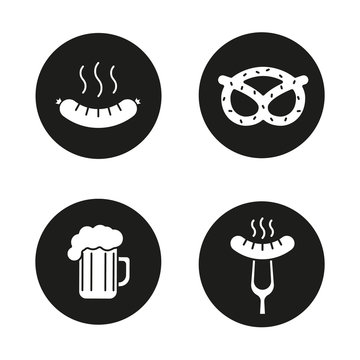 Beer snacks icons set