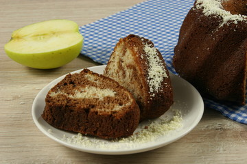 Chocolate pie on a table