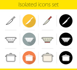 Kitchenware icons set