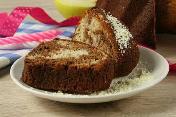 Chocolate pie on a table