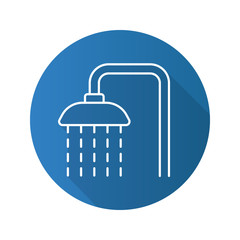 Shower flat linear long shadow icon