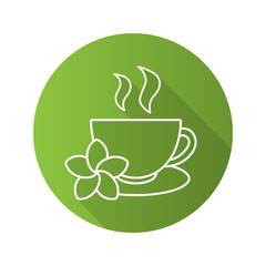 Herbal teacup flat linear long shadow icon