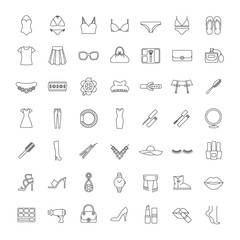 Fototapeta premium Zestaw ikon liniowych akcesoriów dla kobiet