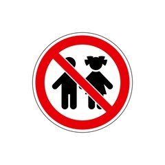 STOP! Not for children. VECTOR. The icon with a red contour on a white background. For any use. Warns.