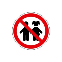 STOP! Not for children. VECTOR. The icon with a red contour on a white background. For any use. Warns.