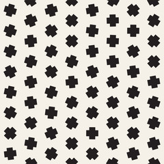 Geometric Scattered Shapes. Vector Seamless Black and White Pattern