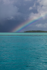 Tropical Lagoon and Beautiful Rainbow