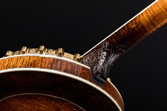 Banjo on black background