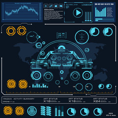 Obraz premium Futuristic blue virtual graphic touch user interface