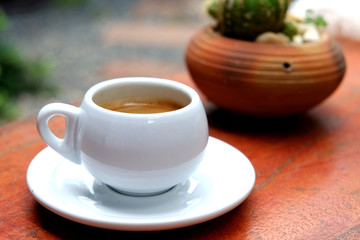 Espresso in the white cup