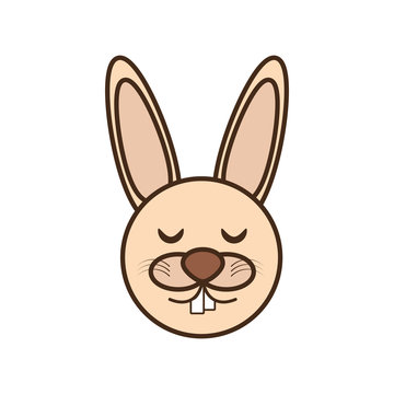 cute rabbit face kawaii style vector illustration eps 10
