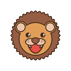 cute lion face kawaii style vector illustration eps 10