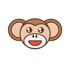 cute monkey face kawaii style vector illustration eps 10