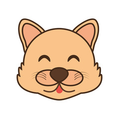 cute wolf face kawaii style vector illustration eps 10