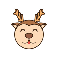cute reindeer face kawaii style vector illustration eps 10
