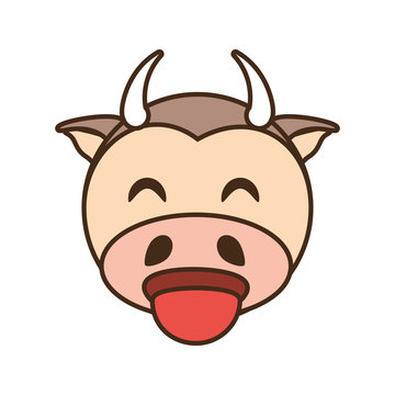 cute cow face kawaii style vector illustration eps 10