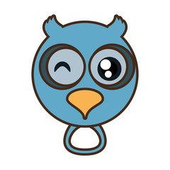 cute owl face kawaii style vector illustration eps 10