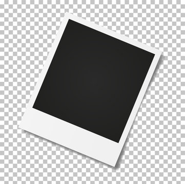 Photo frame on a transparent background. Realistic vector 