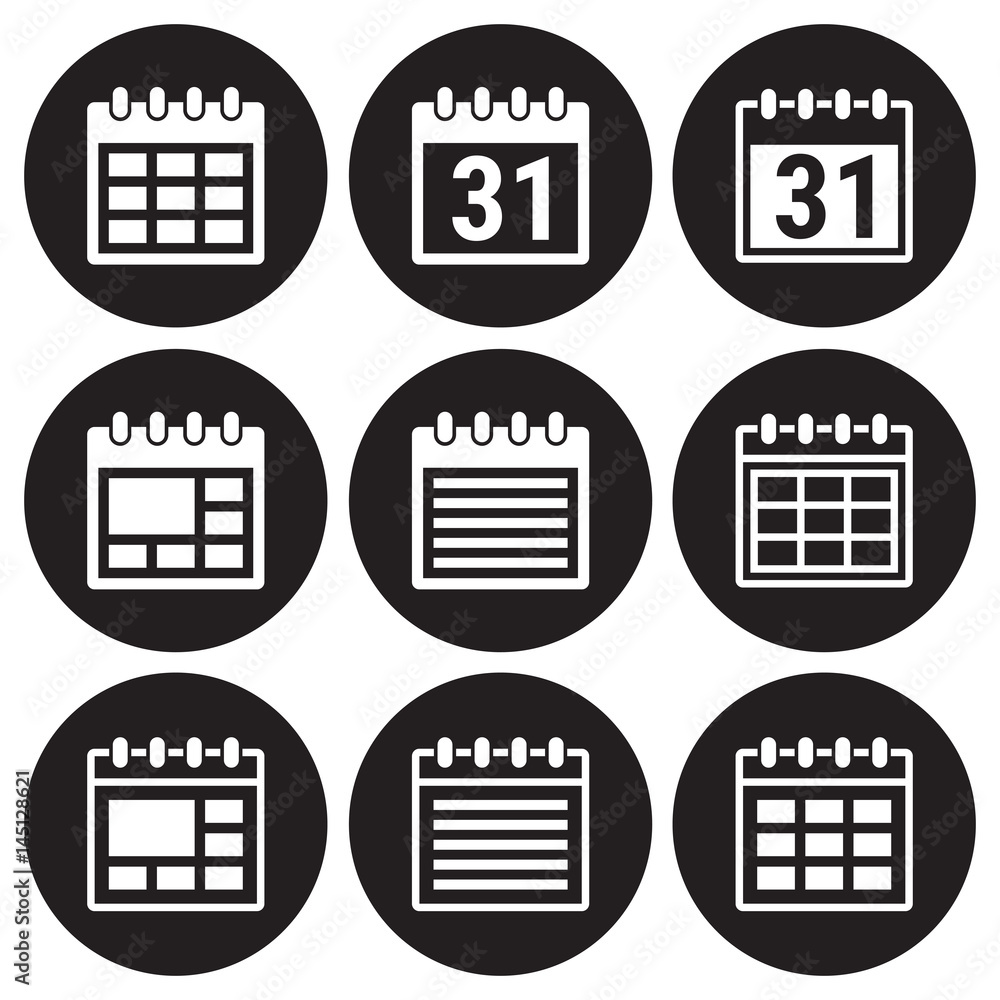 Sticker calendar icons set