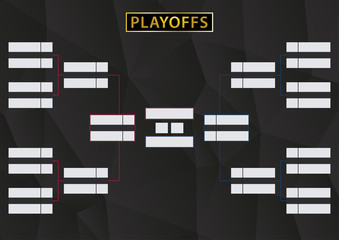 Obraz premium Playoffs Schedule with two Conference. Tournament Bracket on black background.