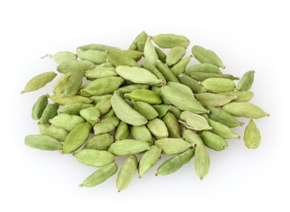 Green cardamom isolated on white background