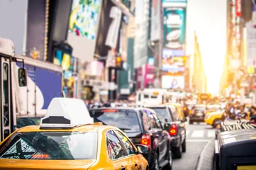 Afwasbaar Fotobehang New York taxi Times Square, Manhattan