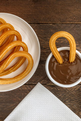 Photo of churros con chocolate, traditional Spanish dessert