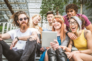 Friends meeting outdoors