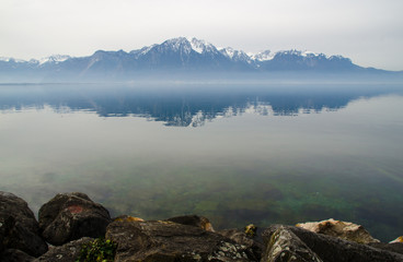 Scene of Lac Leman (Geneva Lake) in Montreux, Switzerland