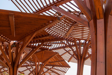 Wooden canopy for protection against the sun