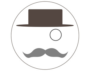 Hat, mustache and monocle. Real man style