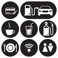 Gasoline station icons set