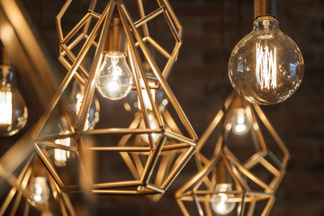 Incandescent retro lamps in a modern style. Edison lamp