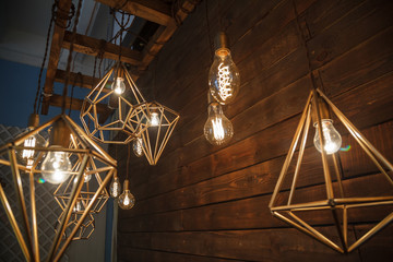 Incandescent retro lamps in a modern style. Edison lamp