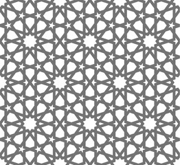 Islamic seamless vector pattern. Geometric ornaments based on traditional arabic art. Oriental muslim mosaic. Turkish, Arabian, Moroccan design on a white background. Mosque decoration element.