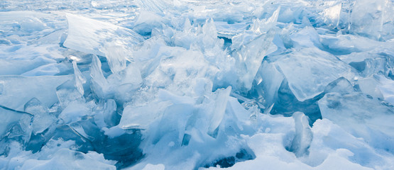 Fototapeta premium Frozen ice Baikal Lake in winter, Russia