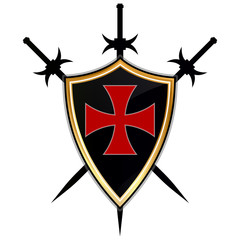 Obraz premium Templar Shield vector icon.