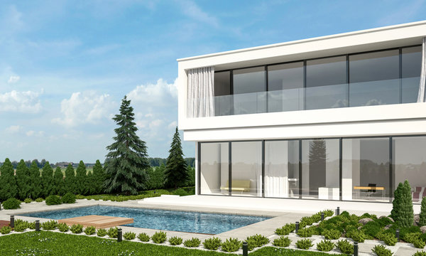 Contemporary luxury white double storey villa