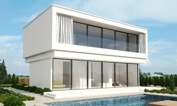 Modern luxury villa with large windows