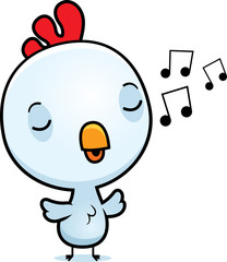 Obraz premium Cartoon Baby Rooster Singing